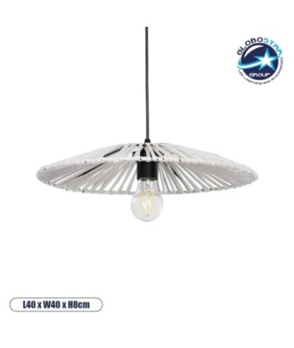 GLOBOSTAR® JAPAN 205-0052 Boho Κρεμαστό Φωτιστικό Οροφής με Ντουί 1 x E27 AC 220-240V IP20 - Λευκό - M40 x Π40 x Υ8cm
